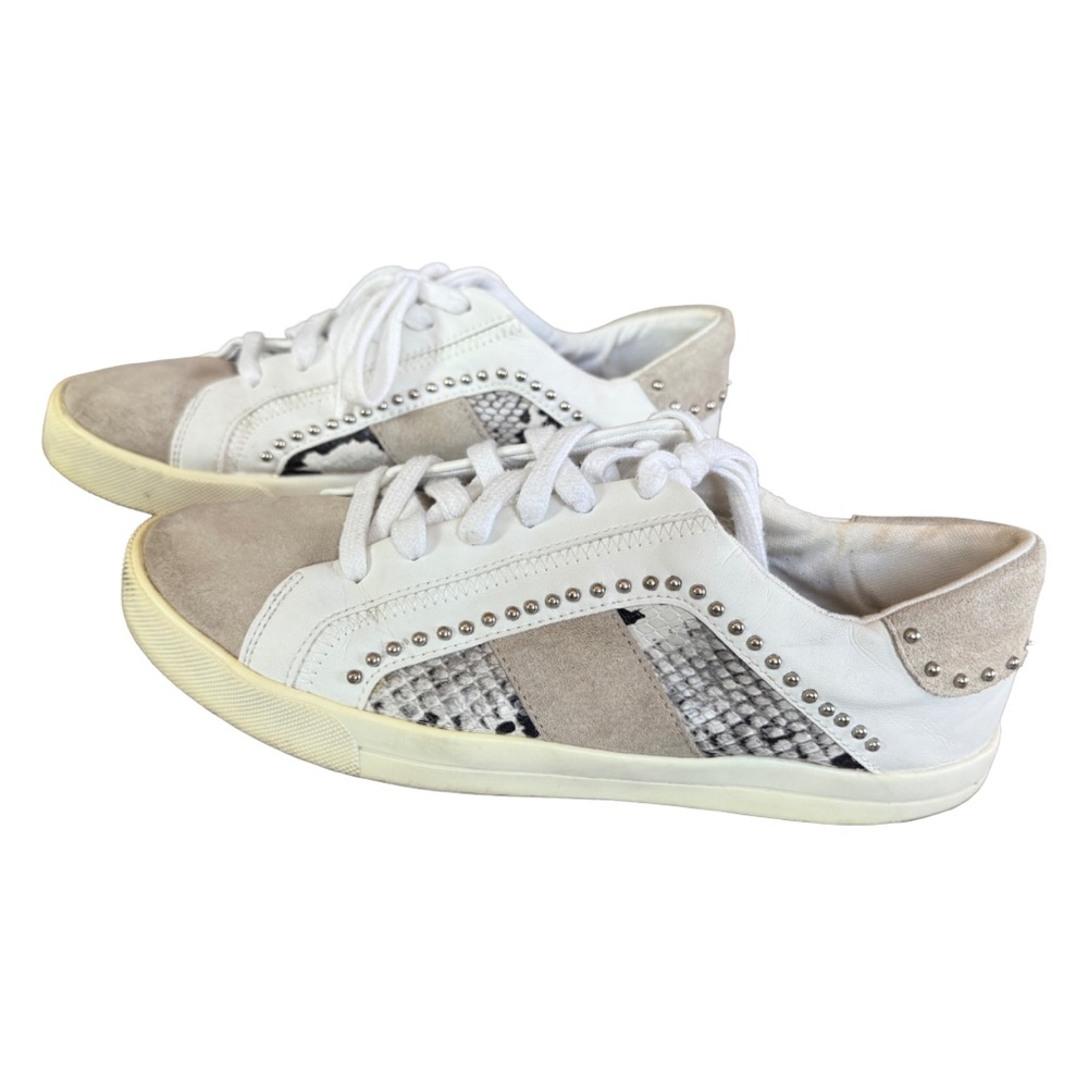 Zara Studded Snake Print Sneakers Neutral Leather EU 40 US 9 - Picture 3 of 9